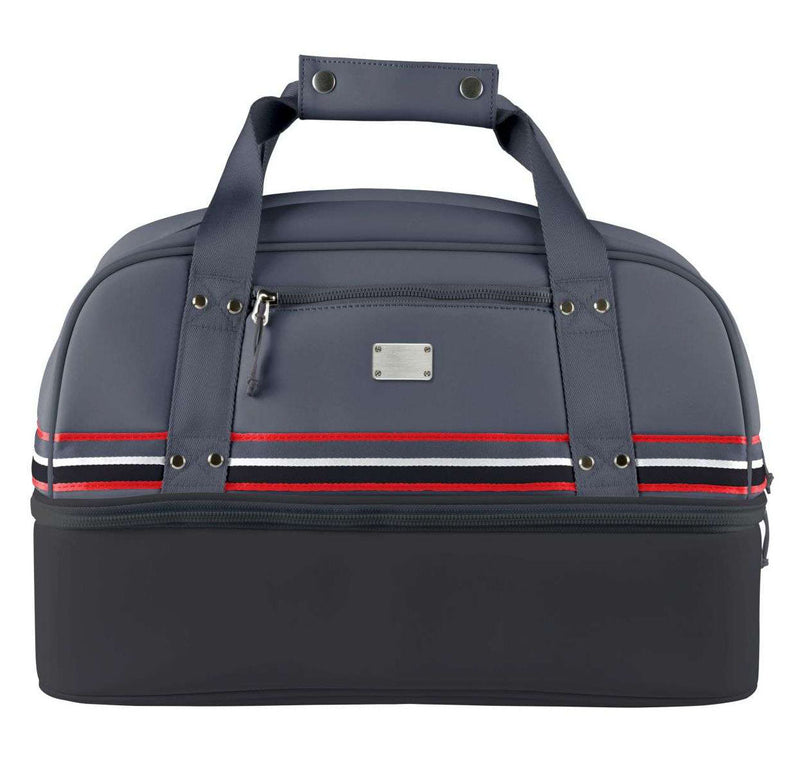 Mid-Stripe Boston Bag Black-Gunmetal-Red