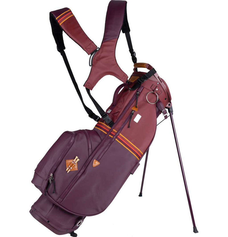 Mid-Stripe Dual Strap Stand Bag Port-Brick-Gold