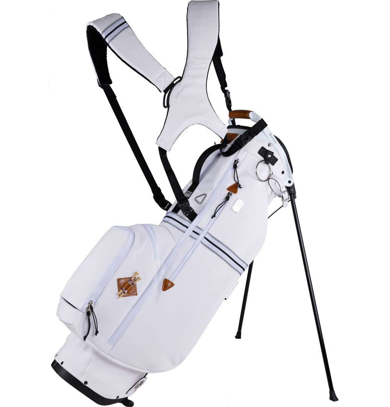Mid-Stripe Dual Strap Stand Bag White