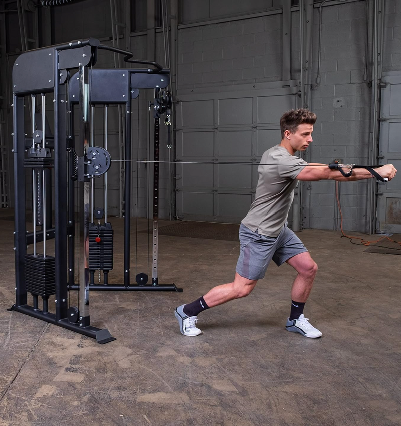 Body-Solid Functional Trainer Dual Weight Stacks, Adjustable Swiveling Pulleys, Integrated Chinning Bar, Cable Workout Machine for Home Gym, 210 Lb Stack