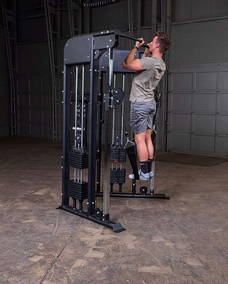 Body-Solid Functional Trainer Dual Weight Stacks, Adjustable Swiveling Pulleys, Integrated Chinning Bar, Cable Workout Machine for Home Gym, 210 Lb Stack