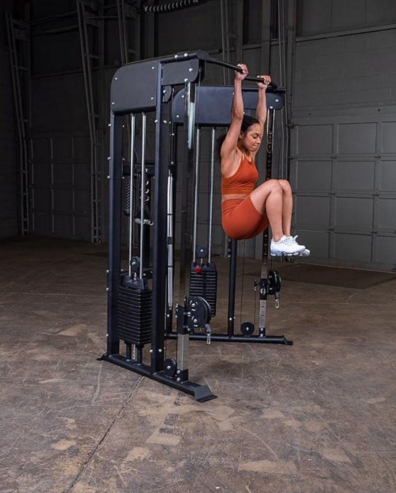 Body-Solid Functional Trainer Dual Weight Stacks, Adjustable Swiveling Pulleys, Integrated Chinning Bar, Cable Workout Machine for Home Gym, 210 Lb Stack
