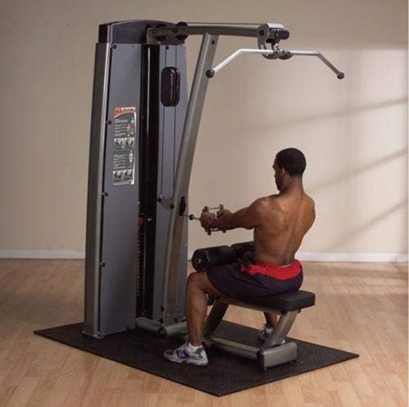 Body-Solid (DLATSF) Pro Clubline Dual Adjustable LAT Pull Down and Mid Row Machine with No Cable Change Design and 9" Thigh Pads, LAT Pulldown for Back and Strength, Home Gym Cable Machines, Gray