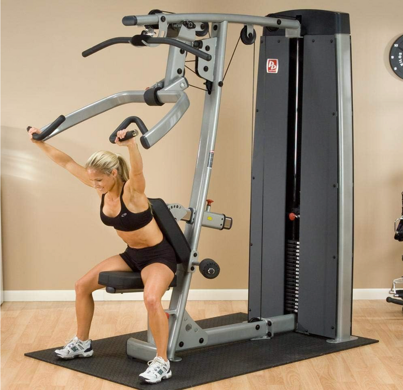 Body-Solid DPLS-SF Pro Clubline Pro Dual Adjustable Vertical Press and LAT Machine, Exercise Machines for Home and Commercial Gyms, Gray