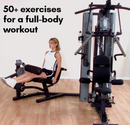 Body-Solid Multi-Station 210lbs Weights Stack Bi-Angular Gym Machine with Leg and Calf Press Attachment, Leg Strength Training Equipment, Functional Exercise Workout Station