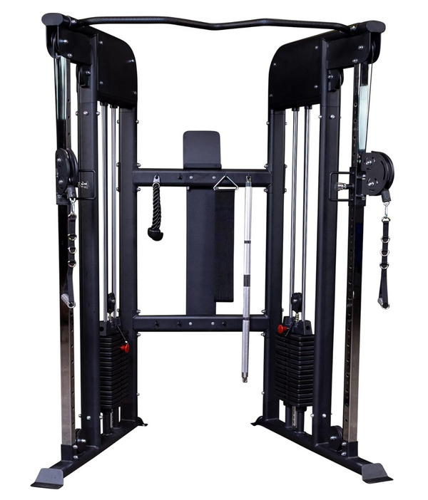 Body-Solid Functional Trainer Dual Weight Stacks 160 lbs, Adjustable Swiveling Pulleys, Integrated Chinning Bar, Cable Workout Machine for Home Gym