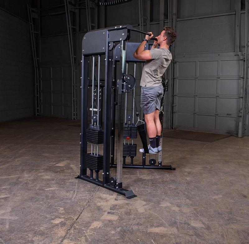 Body-Solid Functional Trainer Dual Weight Stacks 160 lbs, Adjustable Swiveling Pulleys, Integrated Chinning Bar, Cable Workout Machine for Home Gym