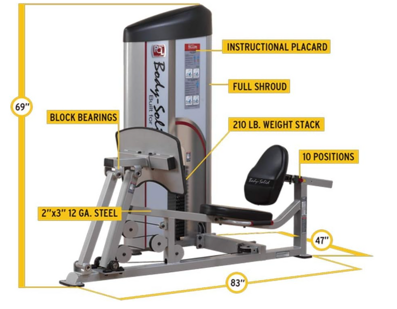 Body-Solid S2LPC-2 Pro Clubline Series II Leg Press and Calf Raise Machine with 210 Lb. Weight Stack for Home and Commercial Gym