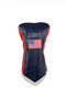 Leather Headcover Chevron - Driver Navy-White-Red