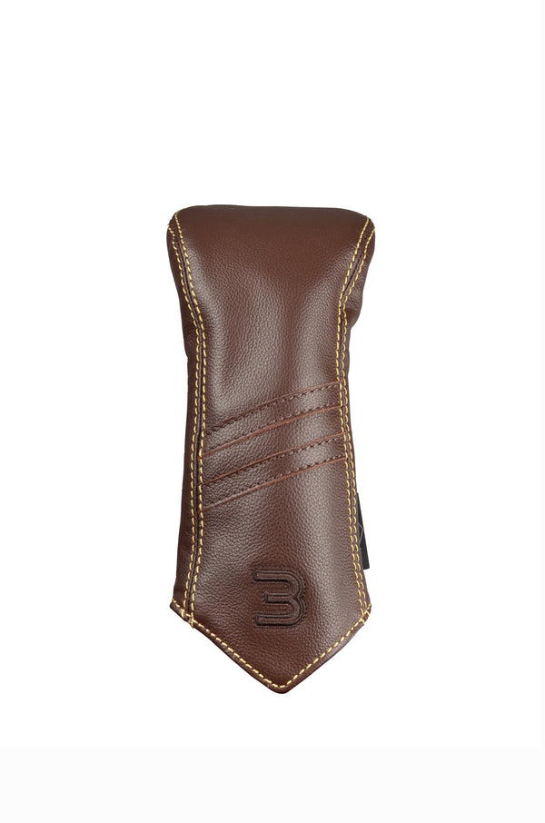 Leather Headcover Striped - 3-Wood Brown-Khaki