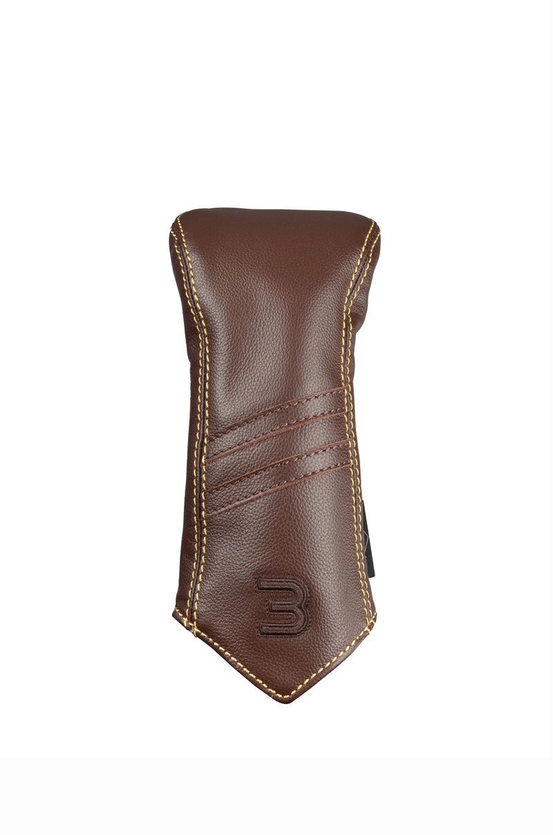 Leather Headcover Striped - 3-Wood Brown-Khaki