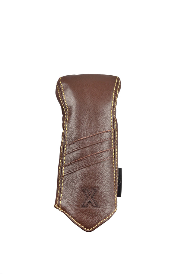 Leather Headcover Striped - Hybrid (X) Brown-Khaki